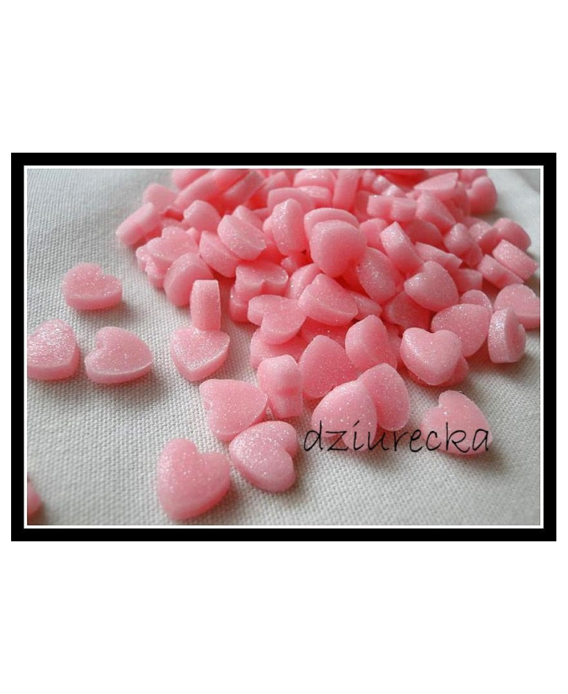Serca cukrowe różowe brokatowe jadalne 10 szt